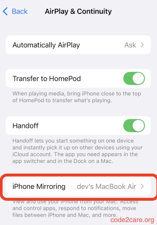 How to Remove a Mac from iPhone Mirroring